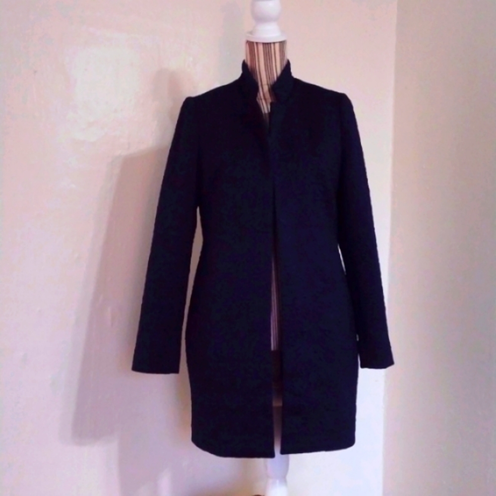 Chico's Navy Floral Jacquard Knit OpenTopper Jacket Size US 4